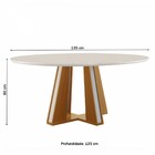 Mesa De Madeira Madri Redonda 135cm Com Vidro Cinamomo/off Wh