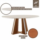 Mesa De Madeira Madri Redonda 135cm Com Vidro Premio/off Whit