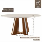 Mesa De Madeira Madri Redonda 135cm Com Vidro Premio/off Whit