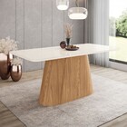 Mesa De Madeira Olívia180 Cm Com Vidro Nature/off White - Henn