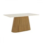Mesa De Madeira Olívia 160 Cm Com Vidro Nature/off White - He