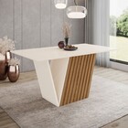 Mesa De Madeira Rubia 160 Cm Ripado Off White/nature - Henn