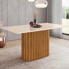 Mesa De Madeira Solana Com Vidro Nature/off White Sc67 - Henn