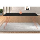 Mesa De Madeira Trama Base Cobre Com  Tampo Preto 140 X 80 -