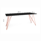 Mesa De Madeira Trama Base Cobre Com  Tampo Preto 140 X 80 -