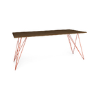 Mesa De Madeira Trama Base Cobre Com Tampo Amêndoa 140 X 80 -