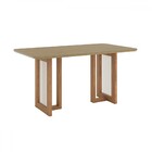 Mesa De Madeira Yara 160 Cm Com Vidro Nature - Henn