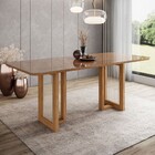Mesa De Madeira Yara 200 Cm Com Vidro Nature - Henn