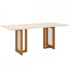 Mesa De Madeira Yara Com Vidro Nature/off White Sc76 - Henn