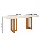 Mesa De Madeira Yara Com Vidro Nature/off White Sc77 - Henn