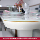 Mesa De Madeira Yara Com Vidro Nature/off White Sc79 - Henn