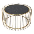 Mesa De Metal Dourado E Madeira