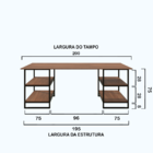 Mesa De Metalon E Madeira Home Office Mesa Paralelo - Preto -