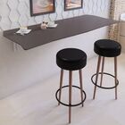 Mesa De Parede Dobrável 130x46cm Com 2 Banquetas - Cor Brown