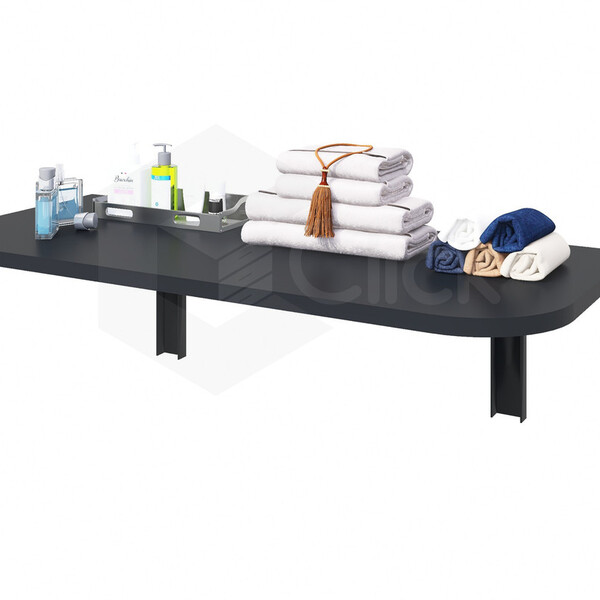 Mesa De Parede Dobrável 90x41 Suporte Preto Canto Arredondados