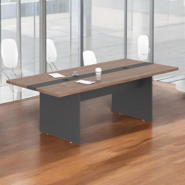 Mesa De Reunião 6 Lugares Com Faixa Bari Noce Preto