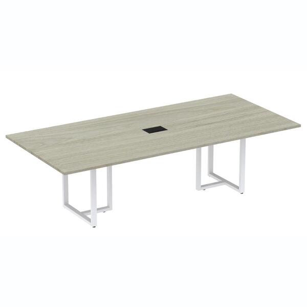 Mesa De Reunião Com Caixa De Tomada 200x90 Cm Pé Tubular Pe25