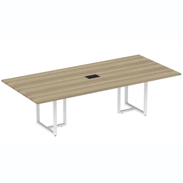 Mesa De Reunião Com Caixa De Tomada 260 X 120 Cm Pé Tubular P