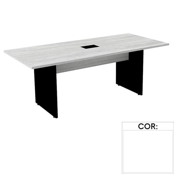 Mesa De Reunião Com Caixa De Tomada Retangular 200 X 90 Cm Pé