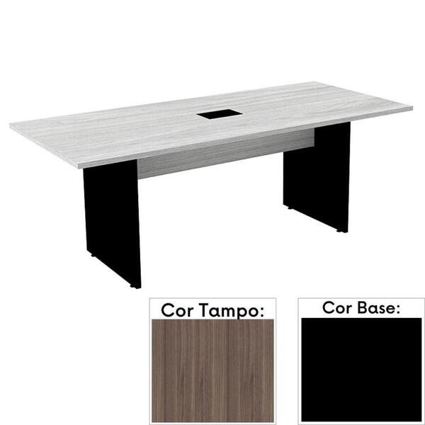 Mesa De Reunião Com Caixa De Tomada Retangular 200x90 Cm Pé P