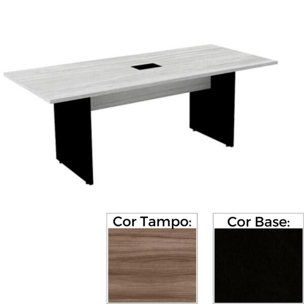 Mesa De Reunião Com Caixa De Tomada Retangular 260 X 120 Cm P