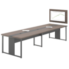 Mesa De Reunião Com Painel De Tv 40" Houston Freijó Preto