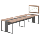 Mesa De Reunião Com Painel Para Tv Madri Noce Preto