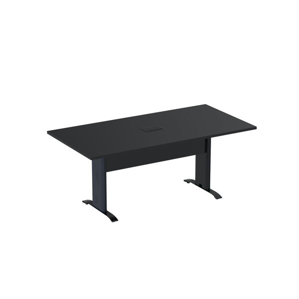 Mesa De Reunião Com Power Box 160x90cm Aretto Preto/azul Delr