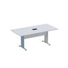 Mesa De Reunião Com Power Box 180x90cm Aretto Cinza/azul Dali