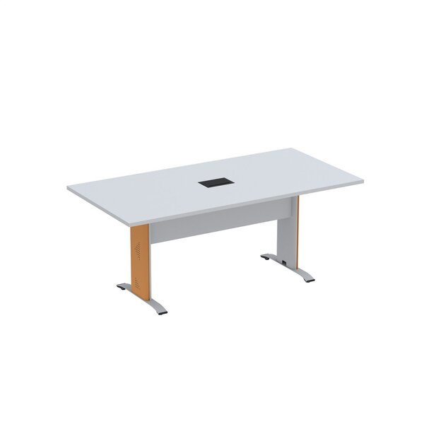 Mesa De Reunião Com Power Box 180x90cm Aretto Cinza/laranza P