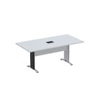 Mesa De Reunião Com Power Box 180x90cm Aretto Cinza/preto