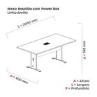 Mesa De Reunião Com Power Box 200x90cm Aretto Cinza/azul Dali