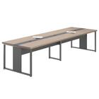 Mesa De Reunião Empresa 6 Lugares Retangular Nogueira Preto