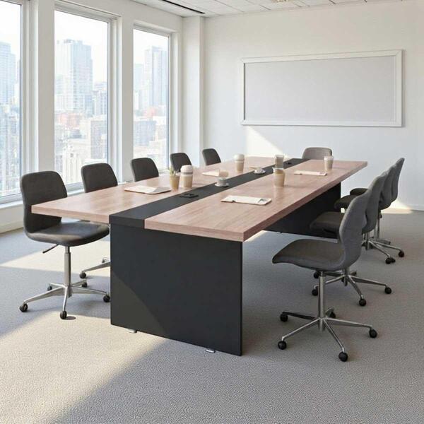 Mesa De Reunião Executiva Premium 3,60m 8 Pessoas Nogueira