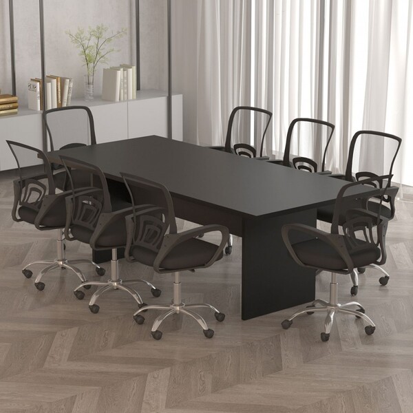 Mesa De Reunião Para Escritório 220 Cm Me4190 Preto - Tecno M