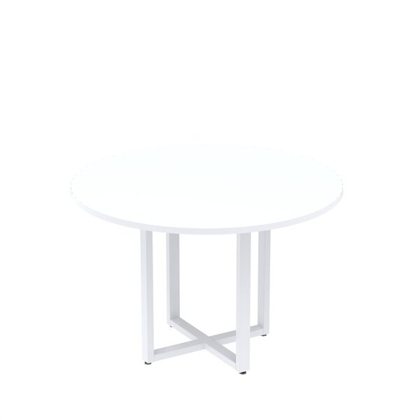 Mesa De Reunião Redonda 100cm Mrr1100p25tub Branco