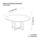 Mesa De Reunião Redonda 100cm Mrr1100p25tub Branco