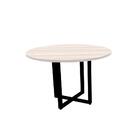 Mesa De Reunião Redonda 110 X 110 Cm Pé Tubular Pe25 Em Mdp N