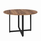Mesa De Reunião Redonda 4 Lugares Pé Quadro Marrom/preto