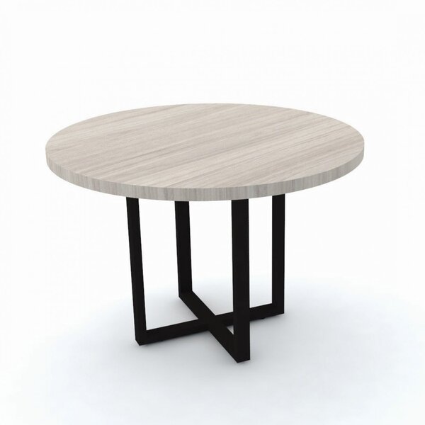 Mesa De Reunião Redonda  Nogueira Casablanca/preto