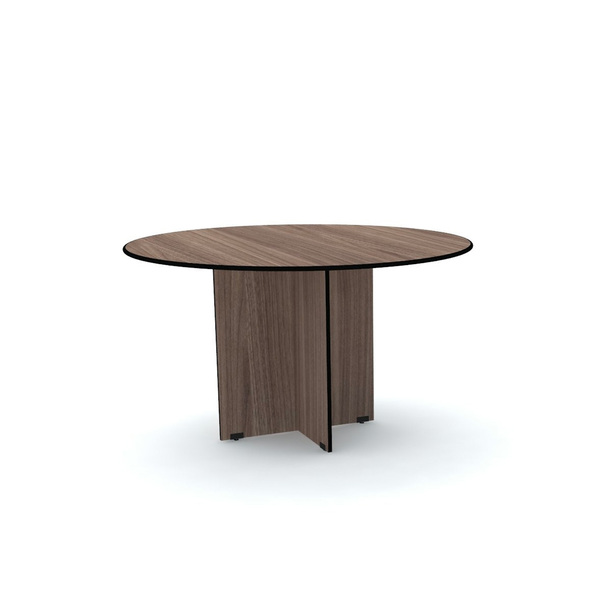 Mesa De Reunião Redonda Pandin Maxxi - Walnut/preto