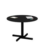 Mesa De Reunião Redonda Para Escritório Pé Metal Preto