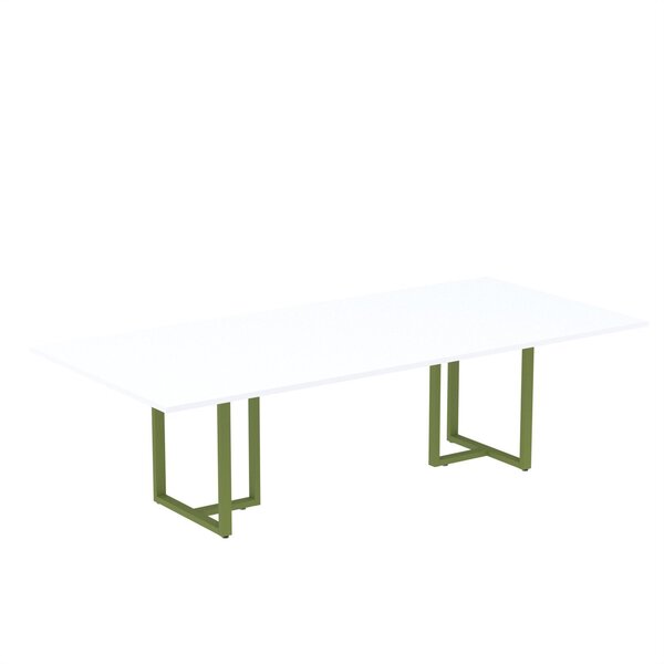 Mesa De Reunião Retangular 200x90cm Mr2000p25tub Branco/verde