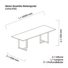 Mesa De Reunião Retangular 200x90cm Mr2000p25tub Grafito/azul