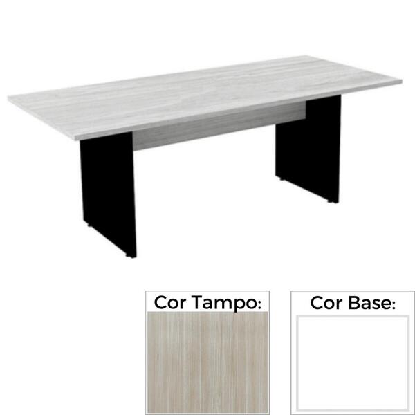 Mesa De Reunião Retangular 260 X 120 Cm Pé Painel Pe25 Em Mdp