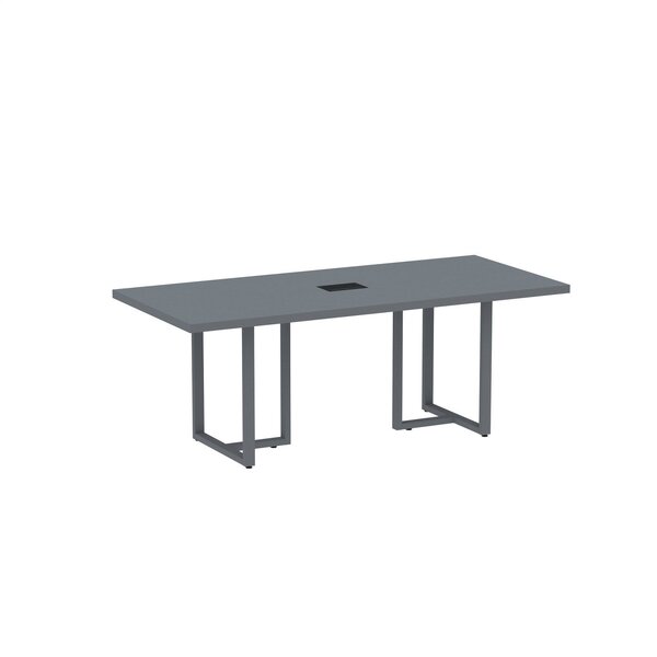 Mesa De Reunião Retangular Com Power Box 200cm Pe40 Grafito
