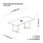 Mesa De Reunião Retangular Com Power Box 200x90cm Mr2000p25tu