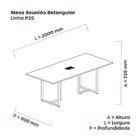 Mesa De Reunião Retangular Com Power Box 200x90cm Mr2000p25tu