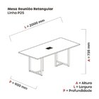 Mesa De Reunião Retangular Com Power Box 200x90cm Mr2000p25tu