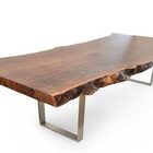 Mesa De Tronco Orgânica Com Pés De Ferro